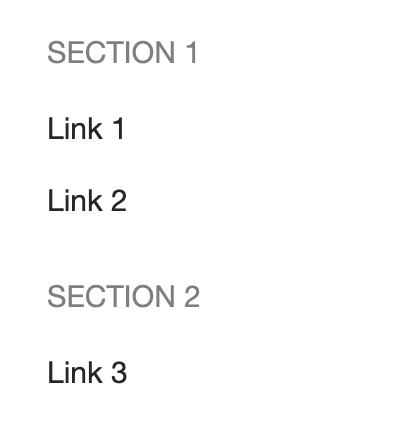 Example with groups of links in one column
